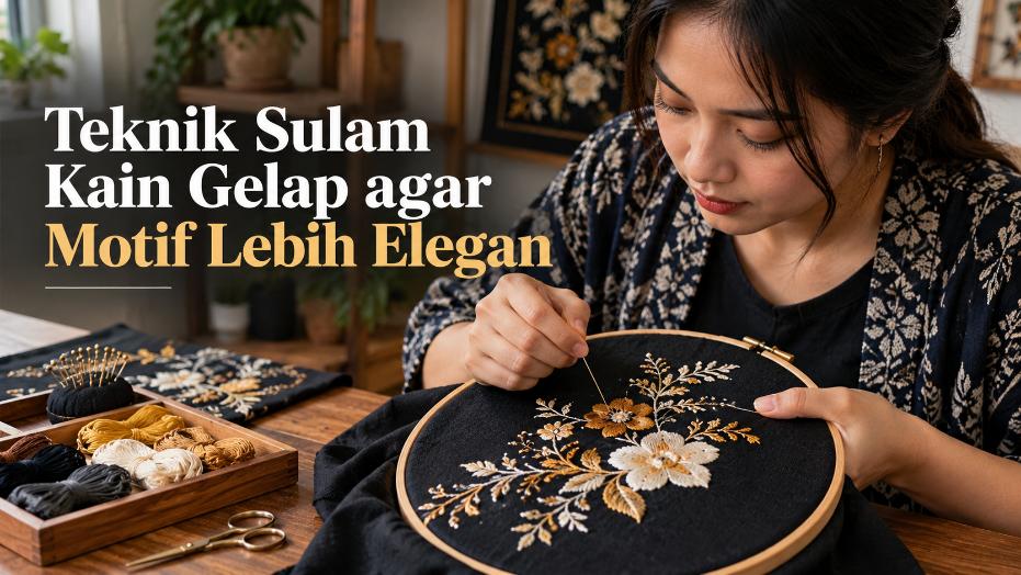 Teknik Sulam Kain Gelap agar Motif Lebih Elegan